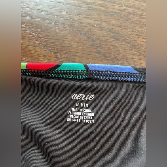 Aerie Swim Bottoms Black with Colorful Floral - Picture 5 of 5